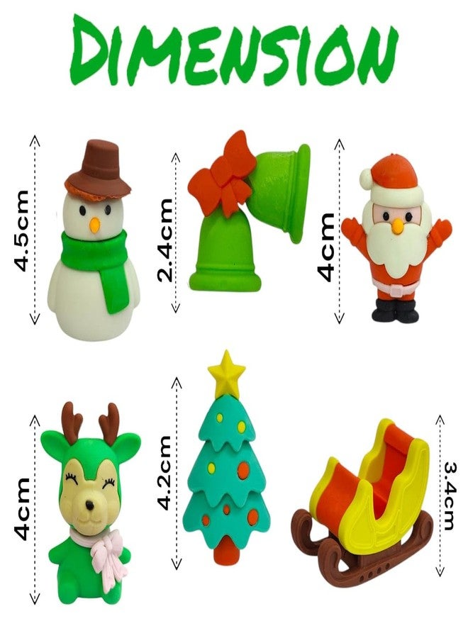 TERA13 Merry Christmas Erasers (2 Set) Smudge-Free Cute Pencil Erasers, Cute Eraser with Santa, Snowman & Tree Stationery Gift for Kids, Holiday School Supplies, Party Favors - Image 2